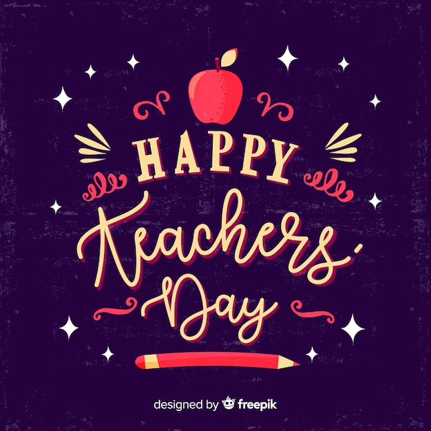 Free Vector teachers day concept with lettering