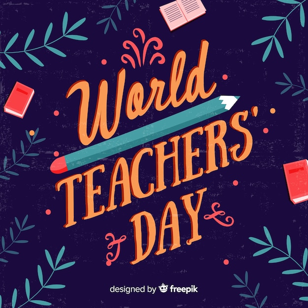 Free Vector teachers day concept with lettering