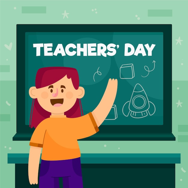 Teachers' day with blackboard and student