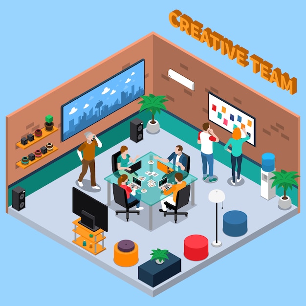 Free Vector team of creatives isometric illustration