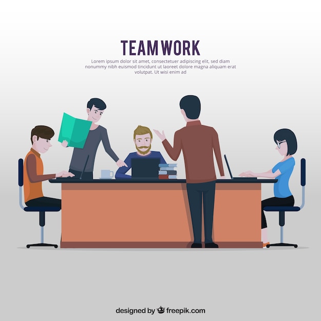 Free vector team work background in flat style