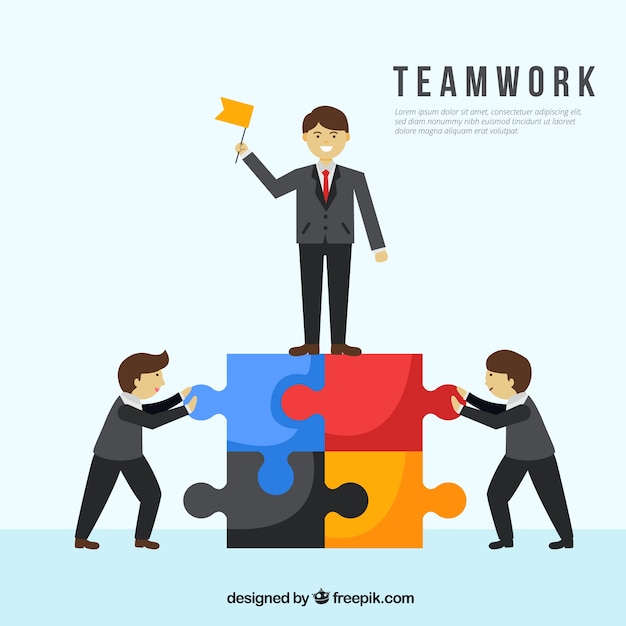 Free Vector team work background in flat style