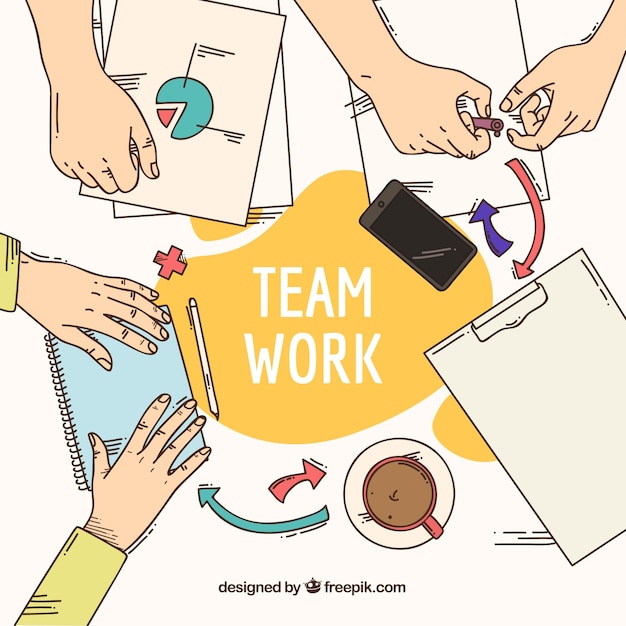 Team work background in hand drawn style