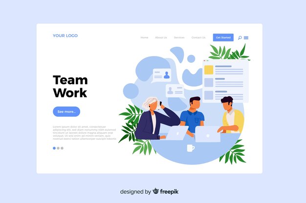 Team work concept for landing page