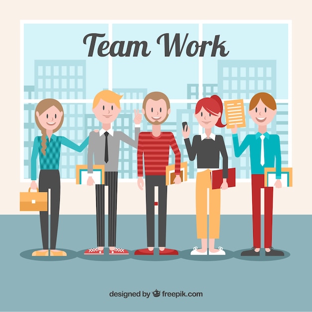 Free Vector team work concept with flat design