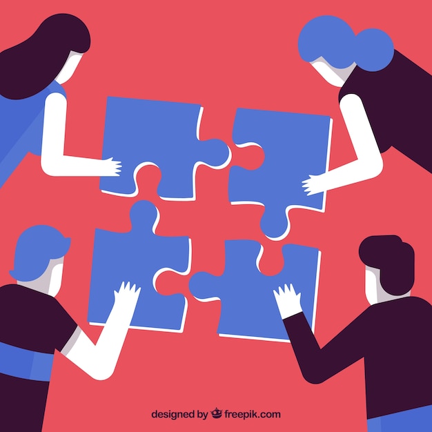 Free Vector team work concept with flat design