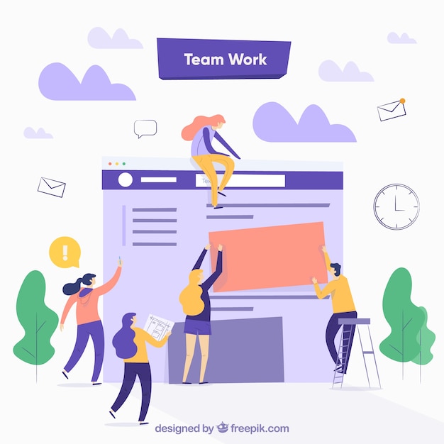 Team work concept with flat design