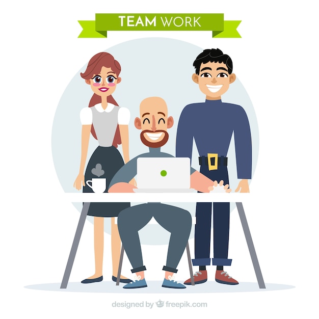 Free Vector team work concept with flat design