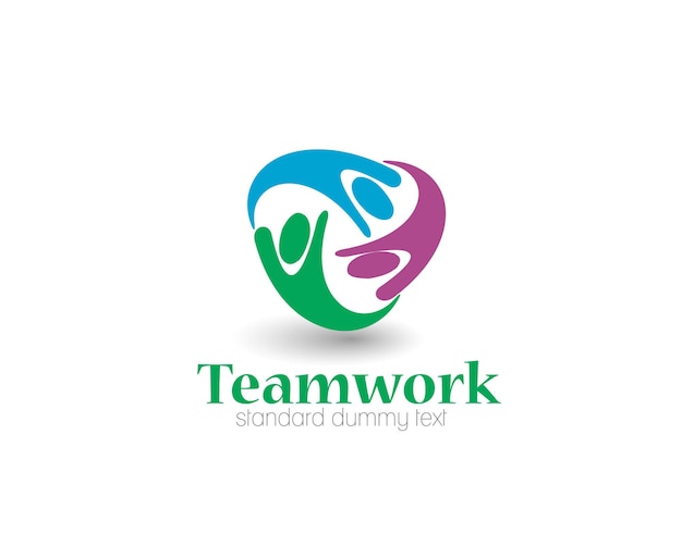 Team Work Logo Template Design.