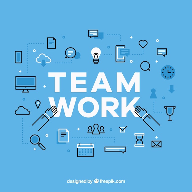 Teamwork background in flat design