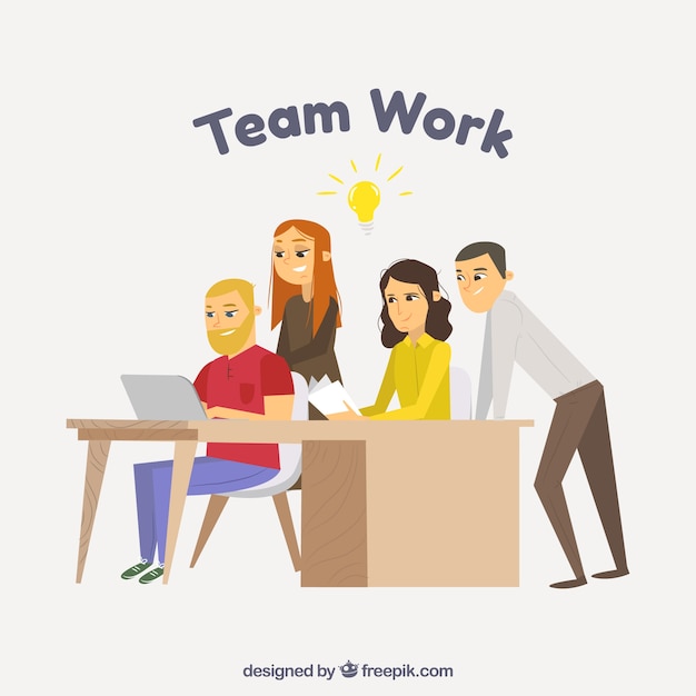 Free vector teamwork concept in office