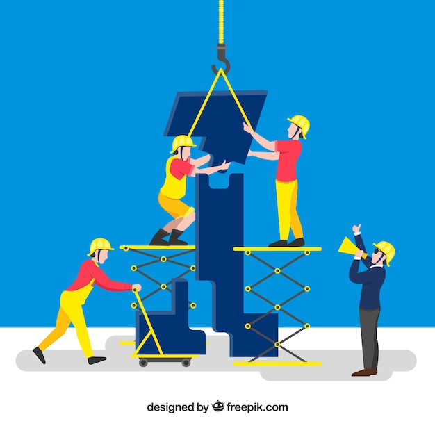 Free Vector teamwork concept with construction workers