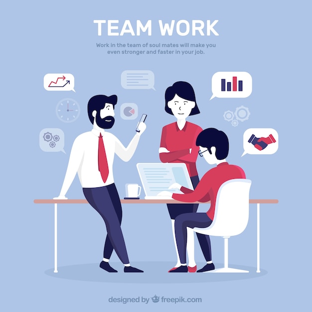 Teamwork concept with flat design