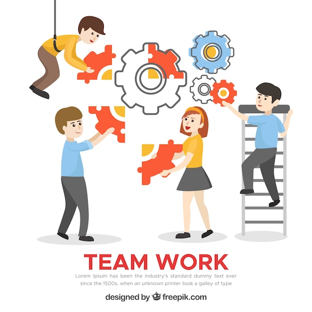 Free vector teamwork concept with flat design