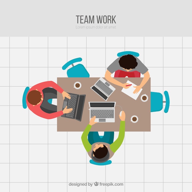 Free Vector teamwork concept with young workers