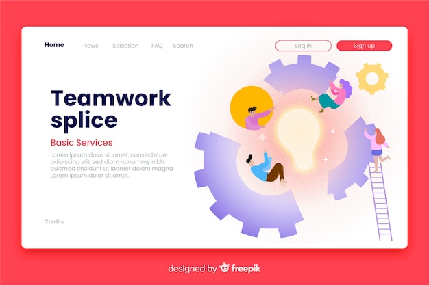 Teamwork landing page business template