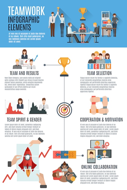 Teamwork management infographic banner 