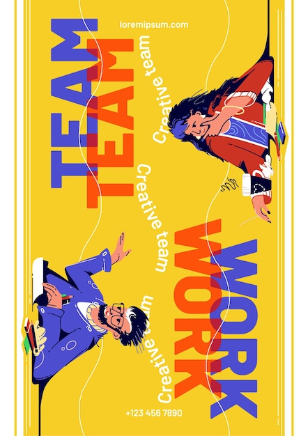 Free Vector teamwork poster with business people