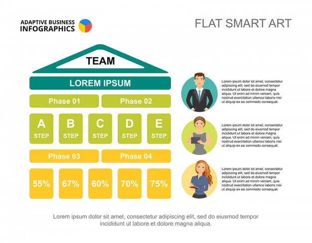 Teamwork strategy process chart template for presentation.