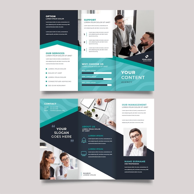 Teamwork trifold brochure print template