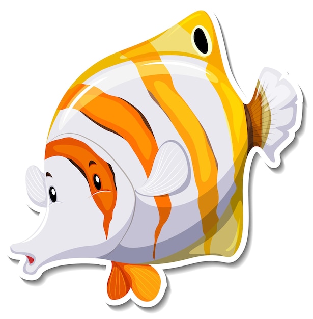 Free vector teardrop butterflyfish sea animal sticker