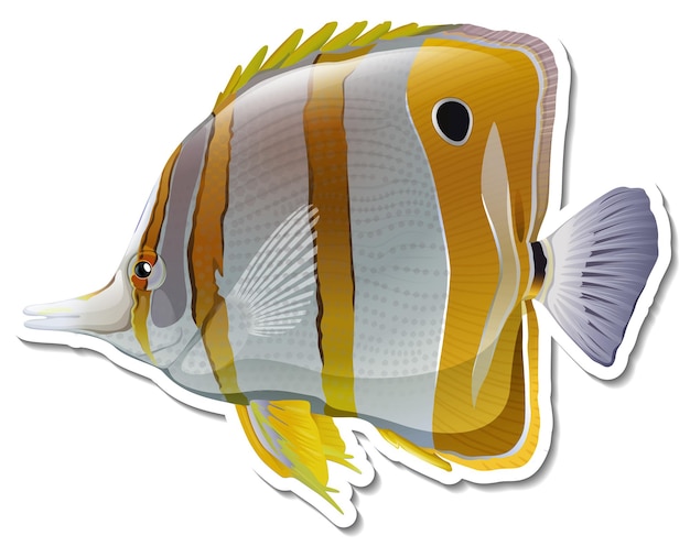 Free vector teardrop butterflyfish sea animal sticker