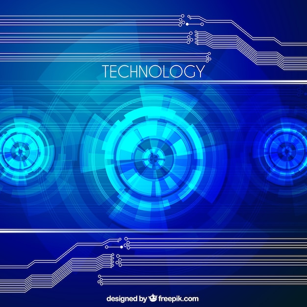 Tech blue background with abstract shapes