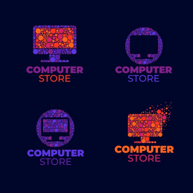 Free Vector tech computer logo template