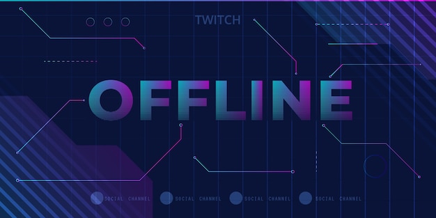 Free vector tech offline twitch banner gamer style