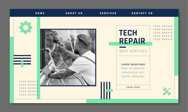 Free Vector tech repair landing page template