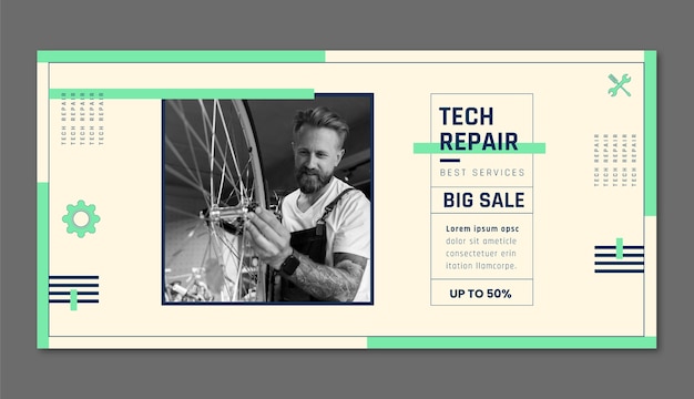 Free Vector tech repair  sale banner template