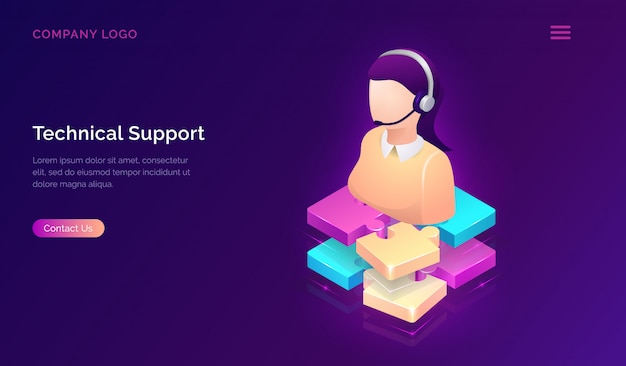 Technical support or online assistant isometric