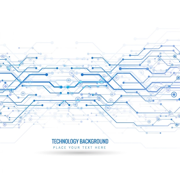 Technological background with blue lines and dots