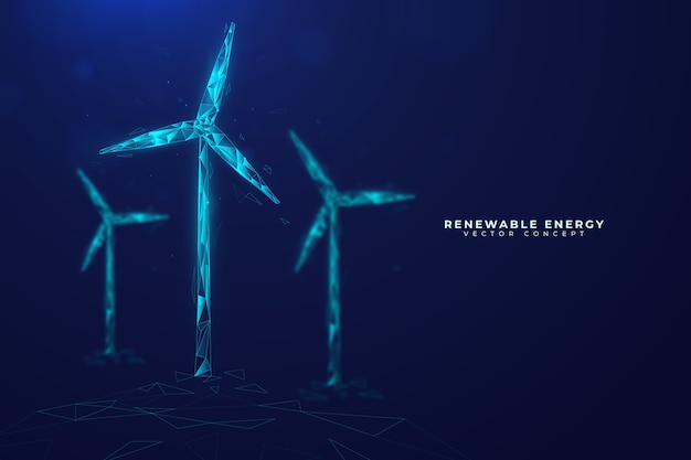 Free Vector technological ecology concept with windmills