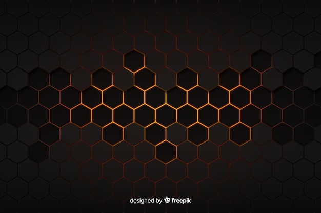 Free Vector technological honeycomb black and golden background