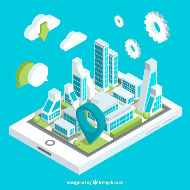 Free Vector technological isometric city background