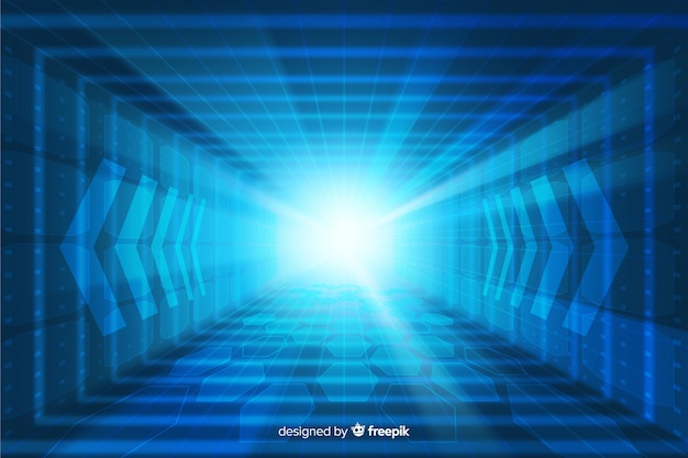 Free vector technological light tunnel futuristic background