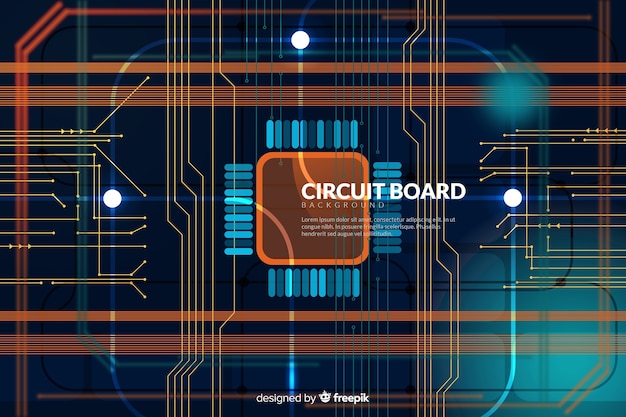 Free vector technology background with circuit board