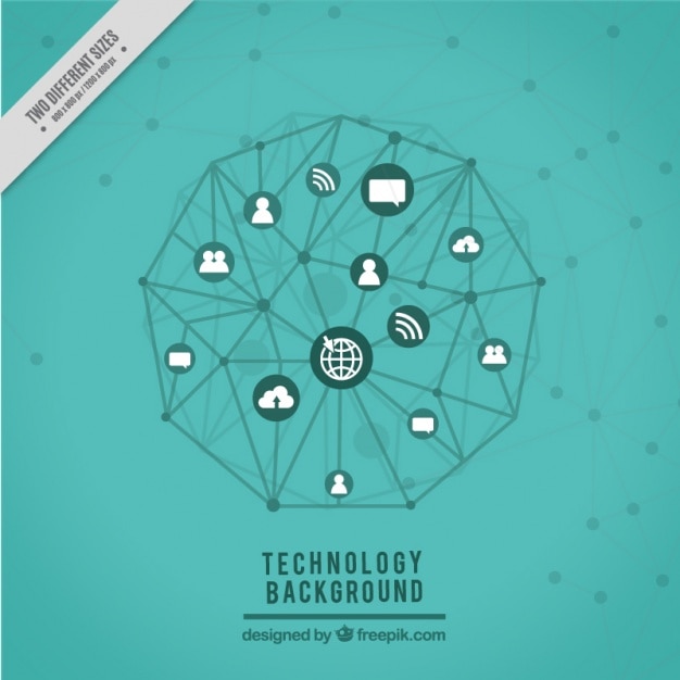 Free Vector technology background with connected icons