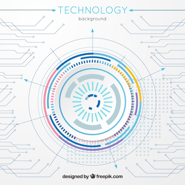 Free Vector technology background with connection in flat style