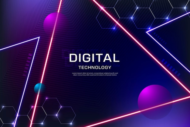 Technology background with neon triangles