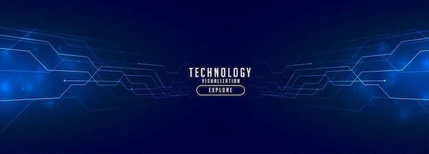 Technology banner with glowing perspective lines