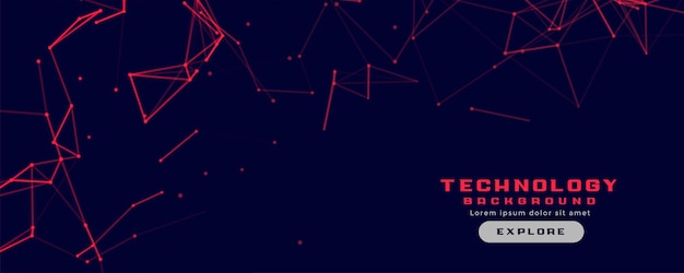 Free Vector technology banner with red network lines mesh