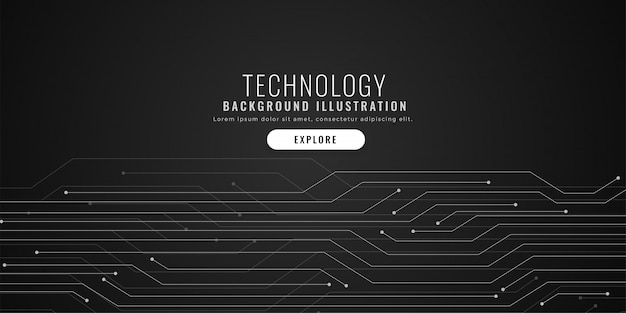 Technology circuit lines black digital background 