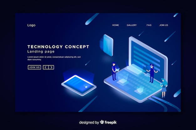 Technology concept landing page template