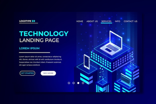 Free Vector technology concept landing page template