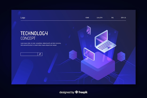 Technology concept template landing page