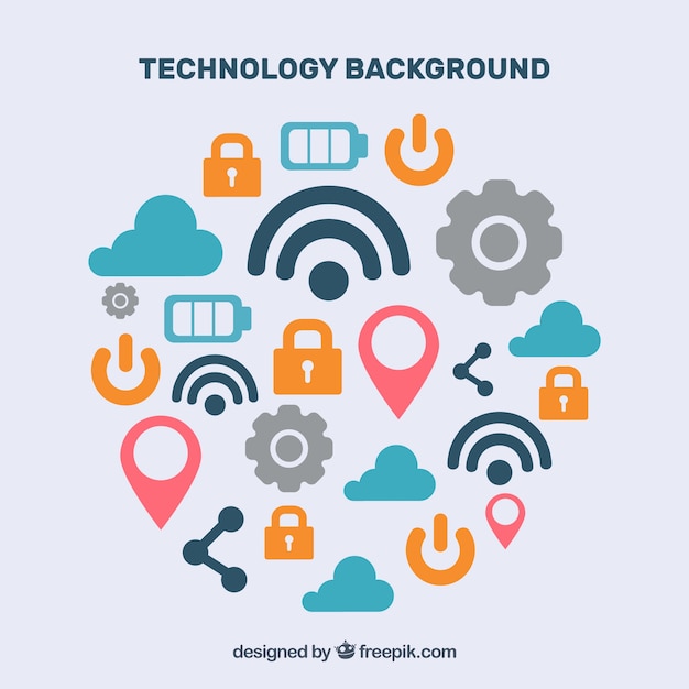 Technology elements background in flat style