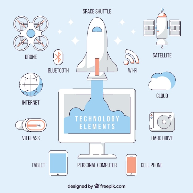 Free Vector technology elements background in flat style