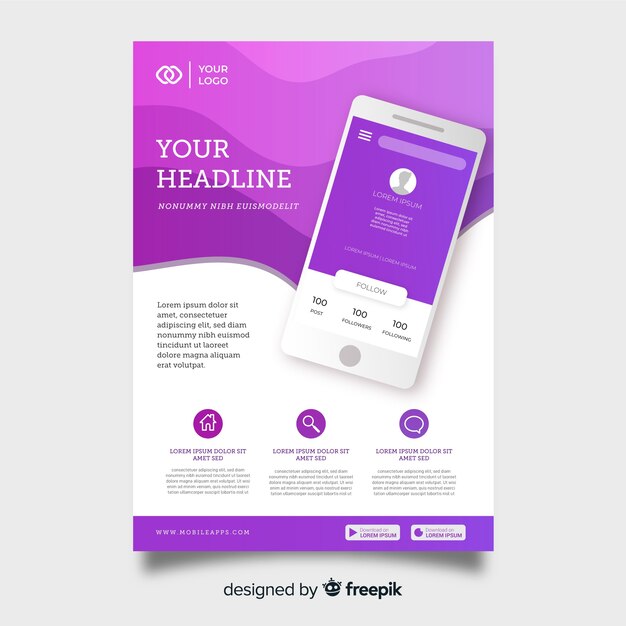 Technology flyer template with smartphone